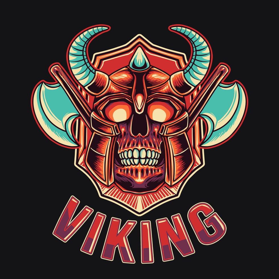 Ilustración de vector de guardián vikingo cráneo