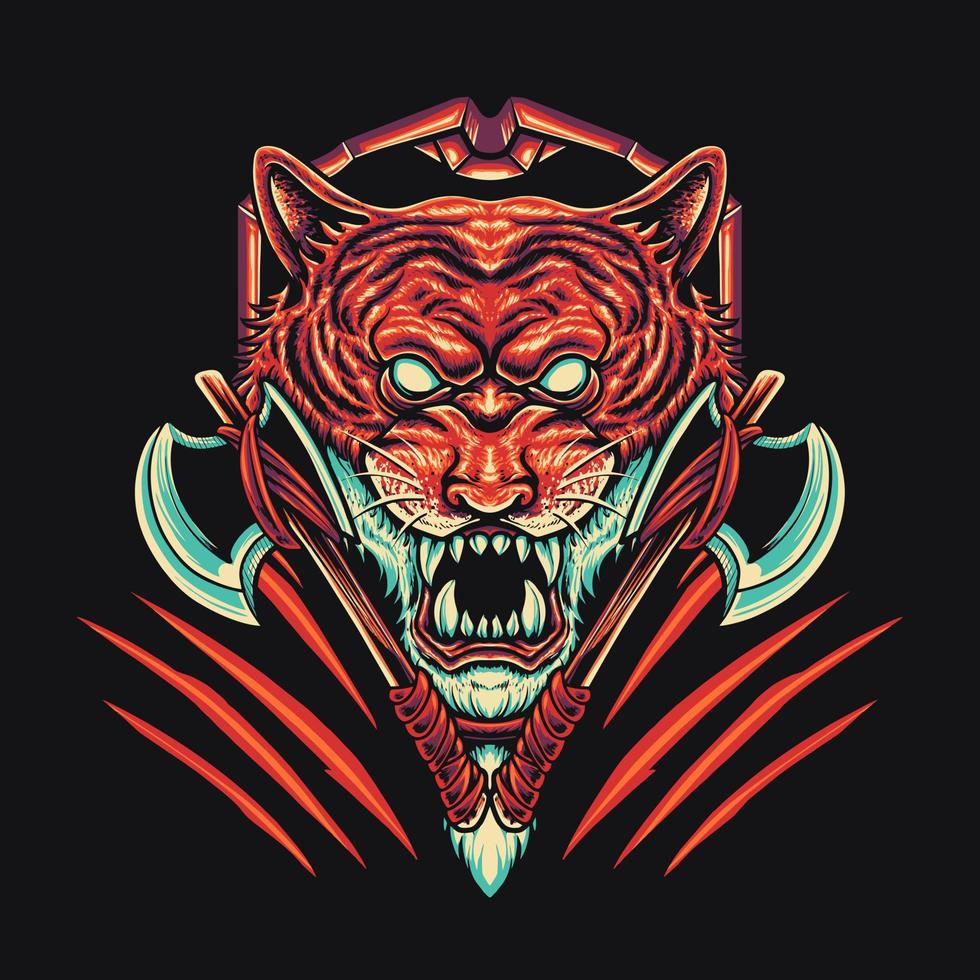 Tiger Head Guardian vector Illustration