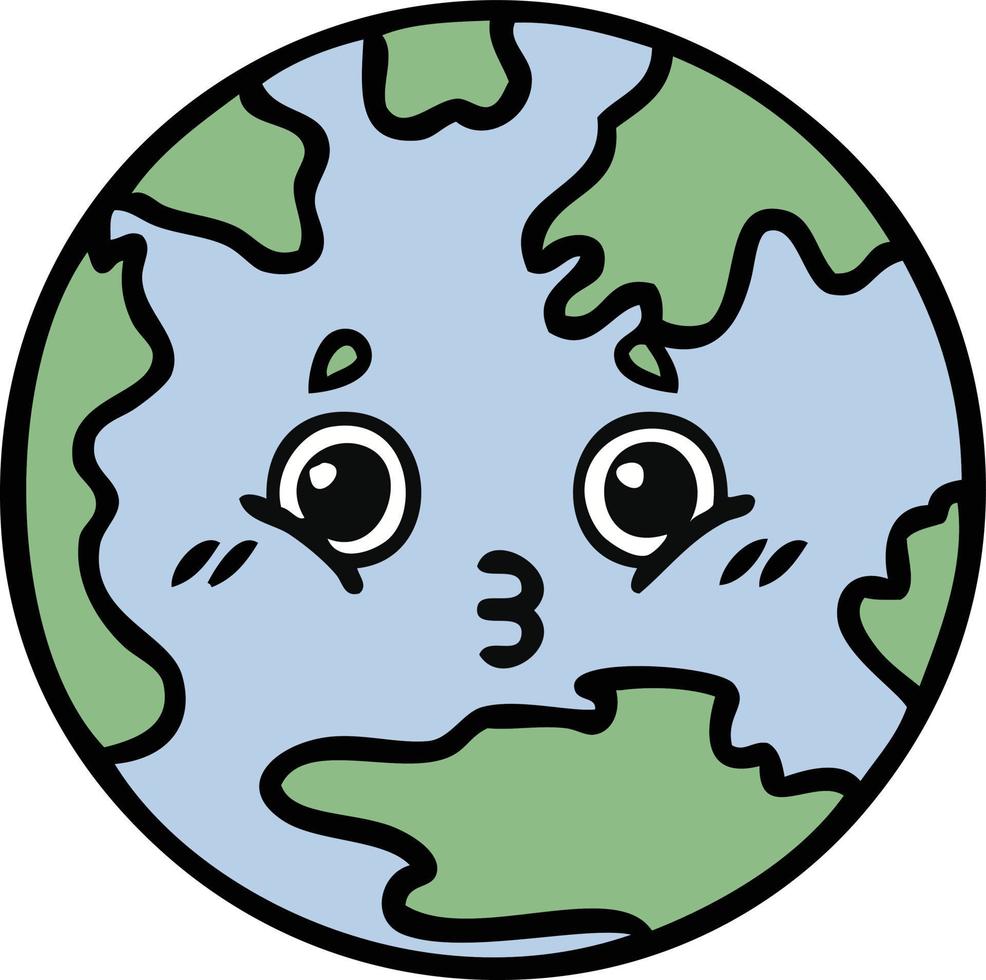 cute cartoon planet earth vector