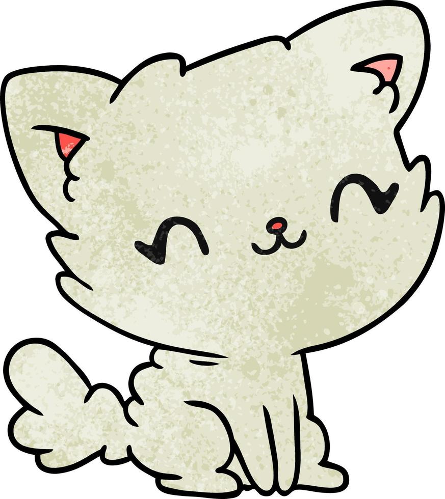 textured cartoon cute kawaii fluffy cat vector