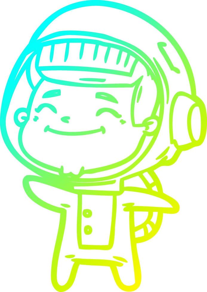 cold gradient line drawing happy cartoon astronaut vector