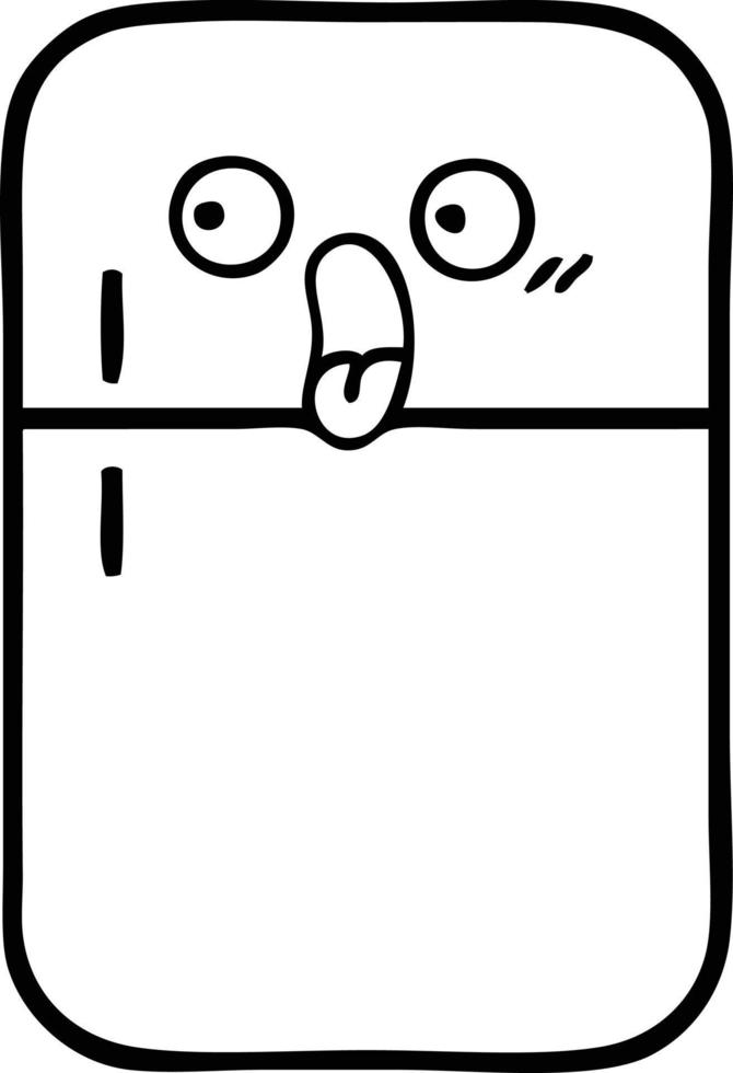 line drawing cartoon fridge freezer vector