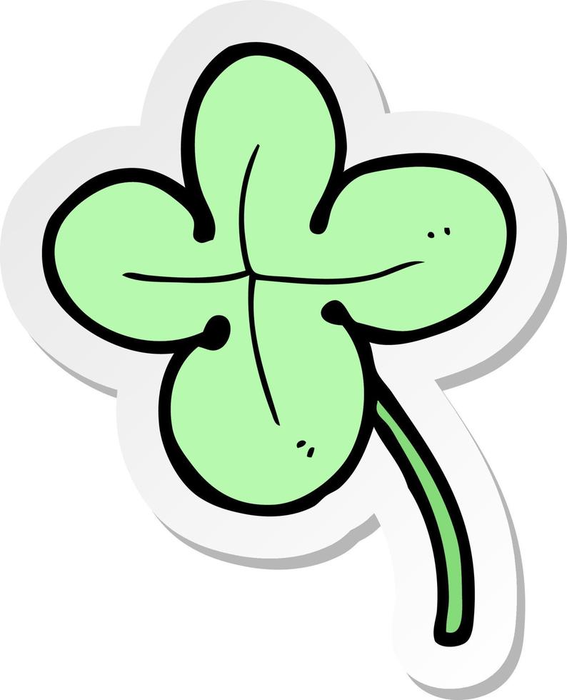 sticker of a cartoon four leaf clover vector