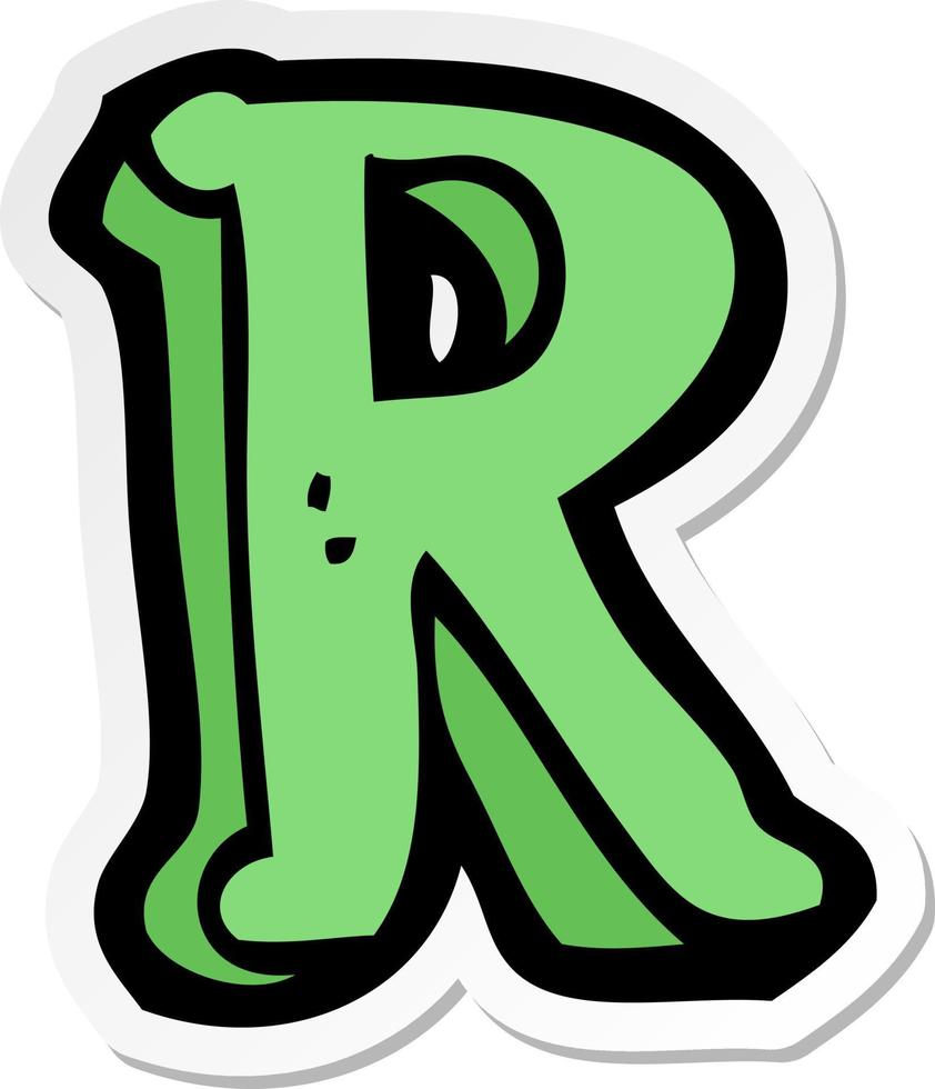 sticker of a cartoon letter R vector