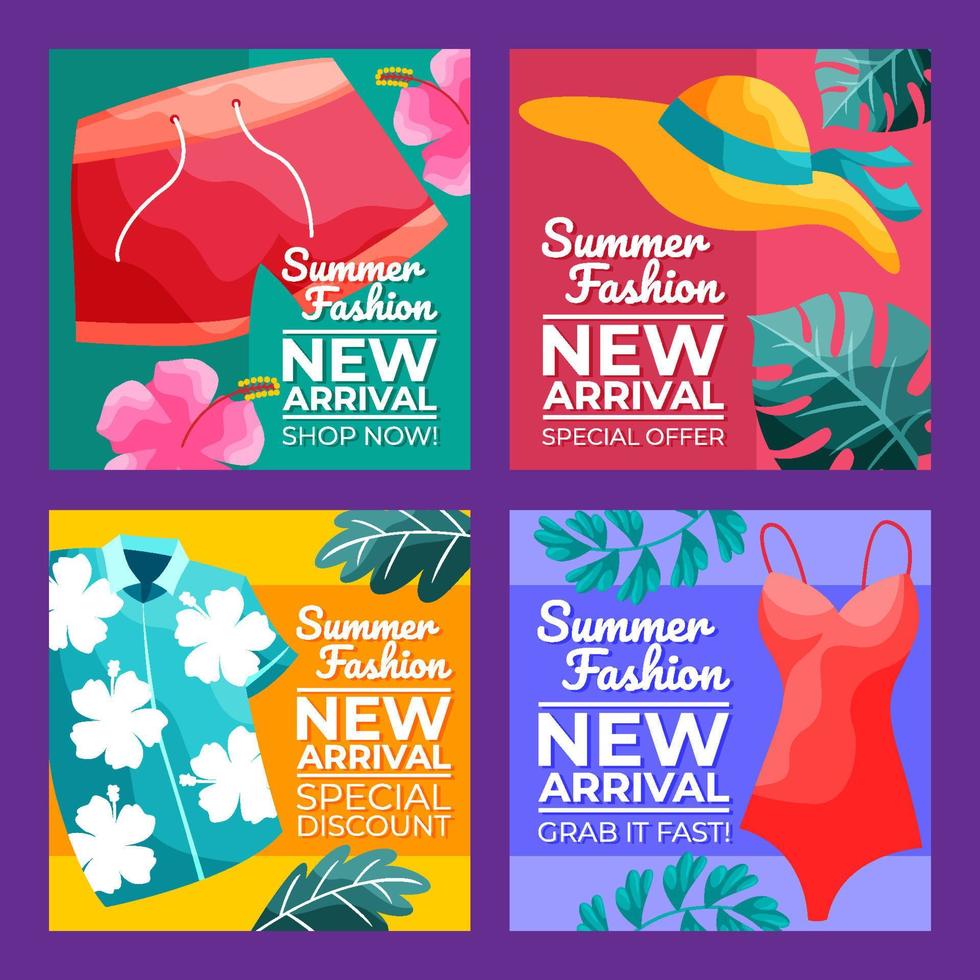 conjunto de banner de nueva llegada de moda de verano vector