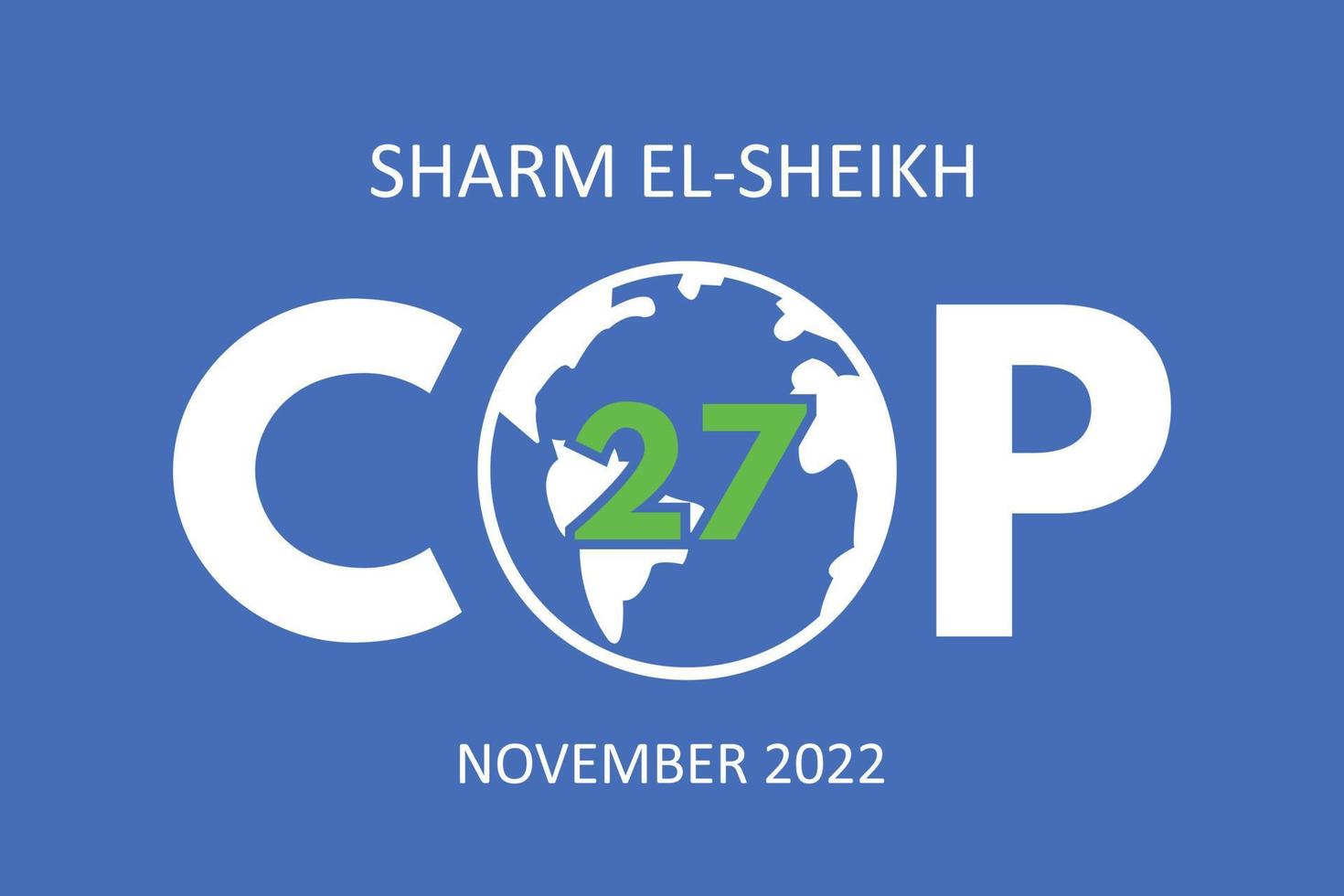 conferencia anual sobre cambio climático cop 27 sharm el-sheikh en noviembre de 2022. banner de la cumbre internacional sobre el clima. calentamiento global. ilustración vectorial vector