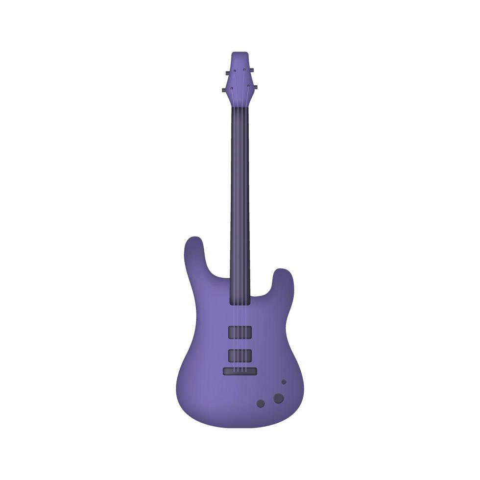 Purple electric 3d guitar isolated on white background. Vector illustration