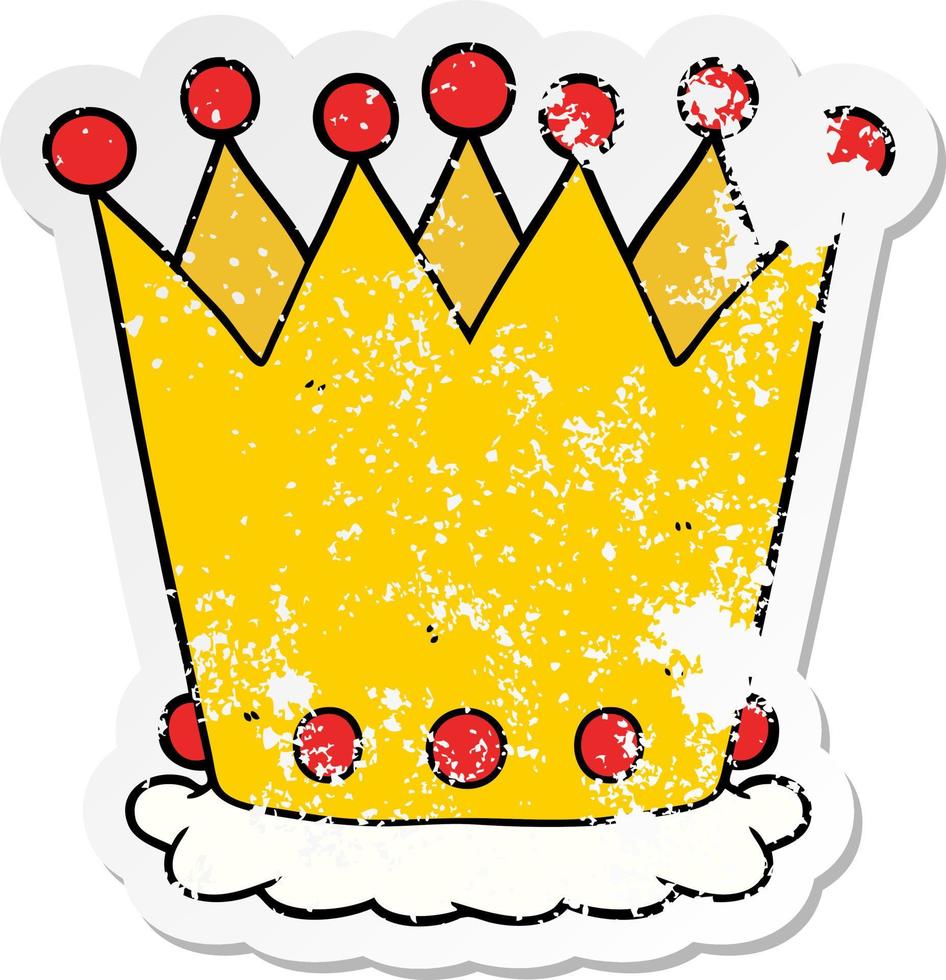 distressed sticker of a cartoon crown vector