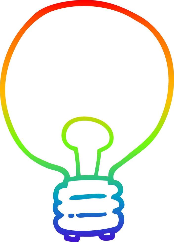 rainbow gradient line drawing cartoon light bulb vector