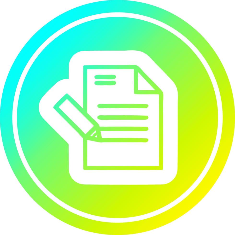 writing document circular in cold gradient spectrum vector