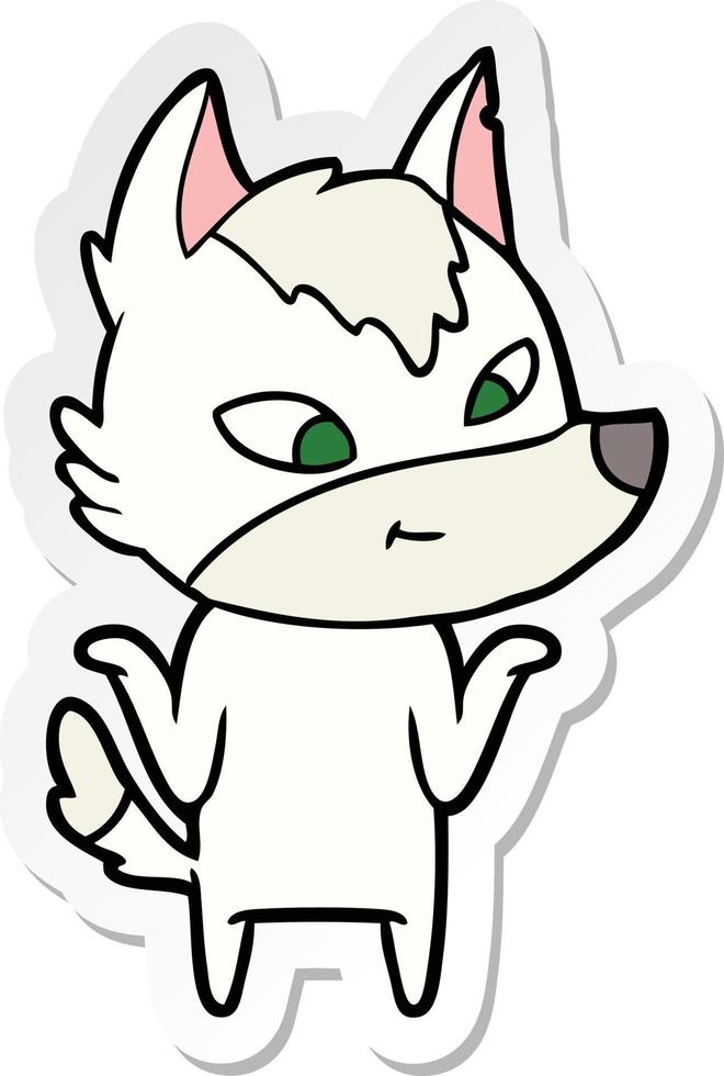 sticker of a friendly cartoon wolf vector