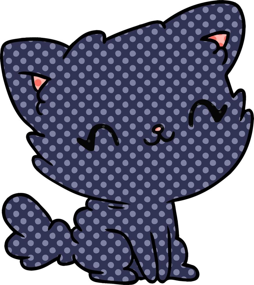 cartoon cute kawaii fluffy cat vector