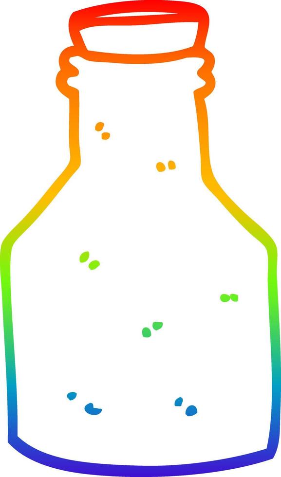 rainbow gradient line drawing cartoon old ceramic bottle with cork vector