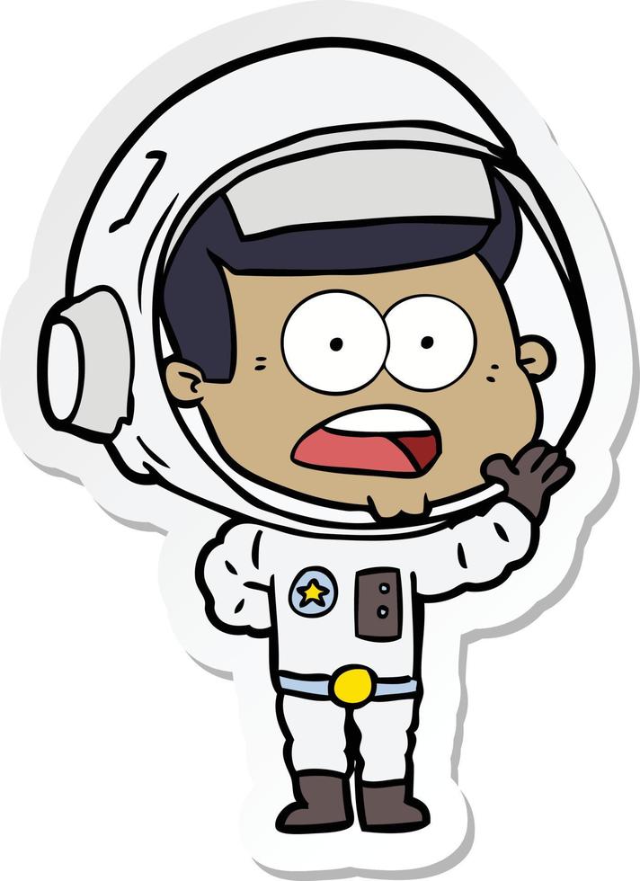 sticker of a cartoon surprised astronaut vector