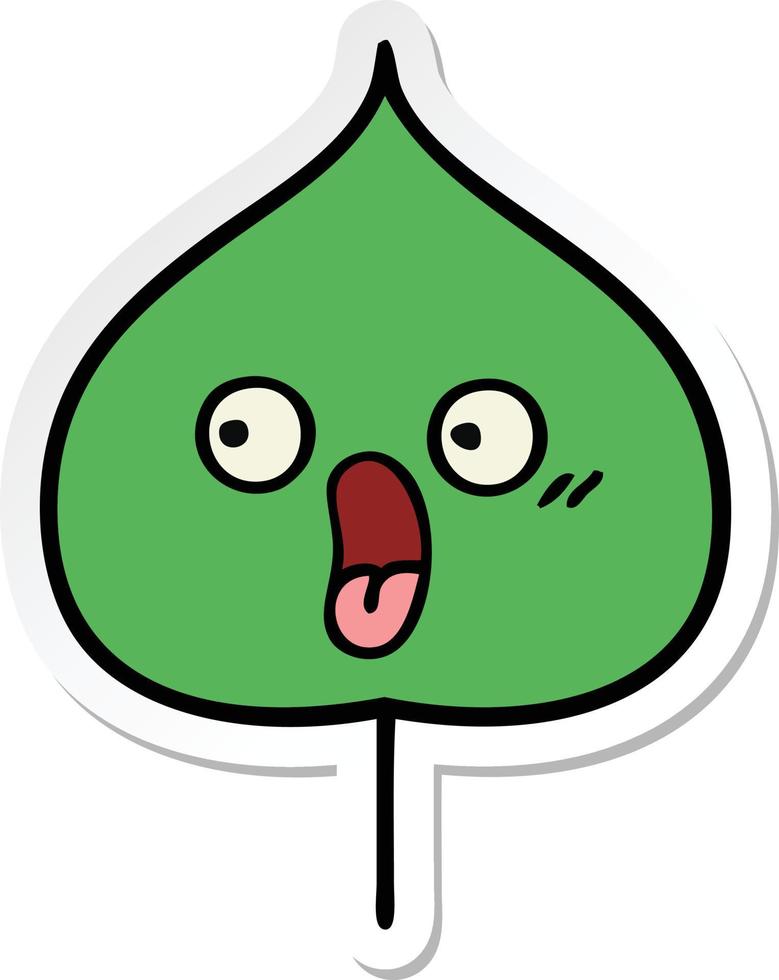 sticker of a cute cartoon expressional leaf vector