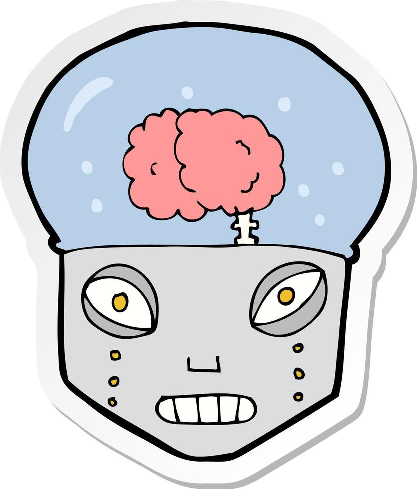 sticker of a cartoon spooky robot head vector