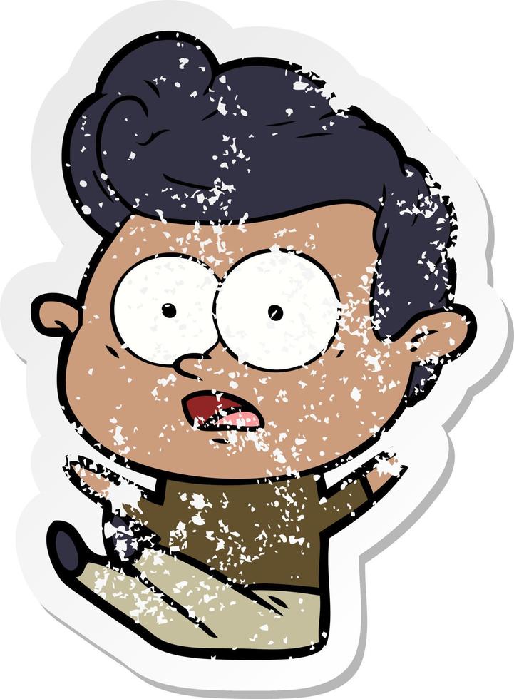 distressed sticker of a cartoon man vector