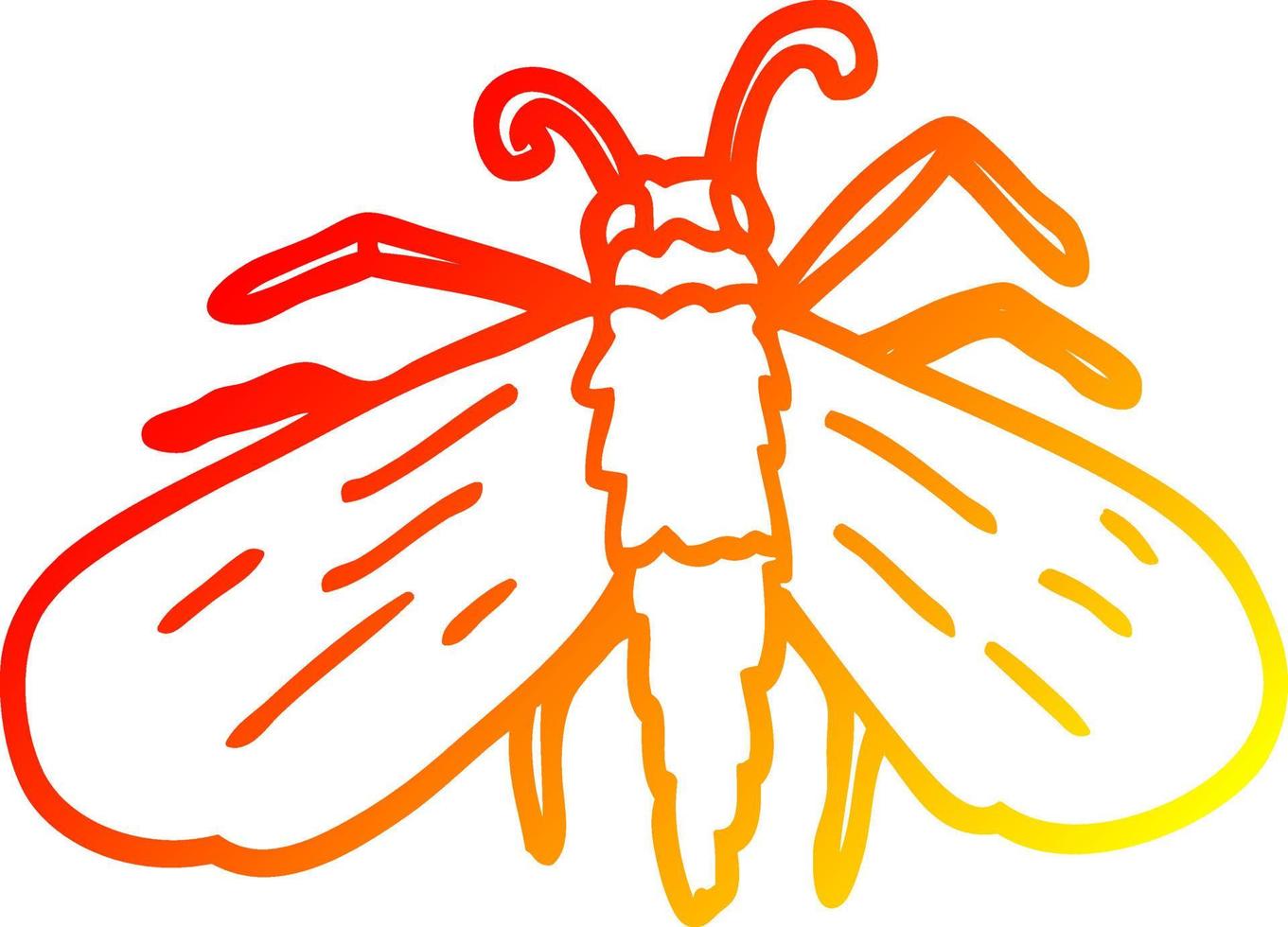 warm gradient line drawing cartoon fly vector