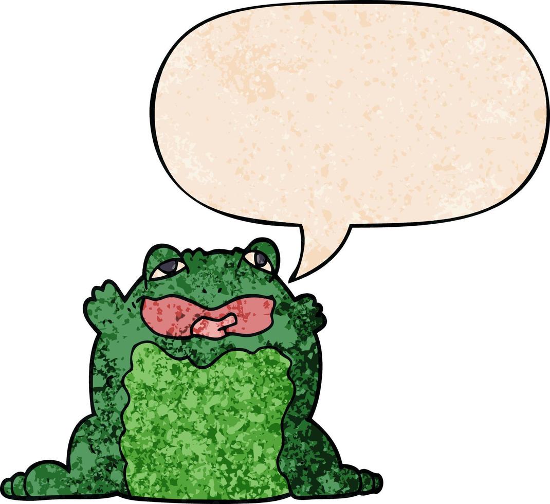 cartoon toad and speech bubble in retro texture style vector