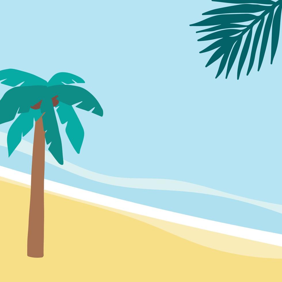 Summer background with coconut tree, palm, on the beach vector