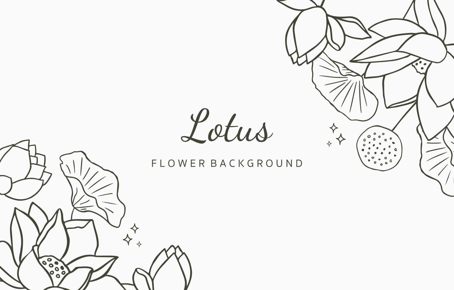 Black lotus background. Line art design for postcard, invitation ,packaging vector