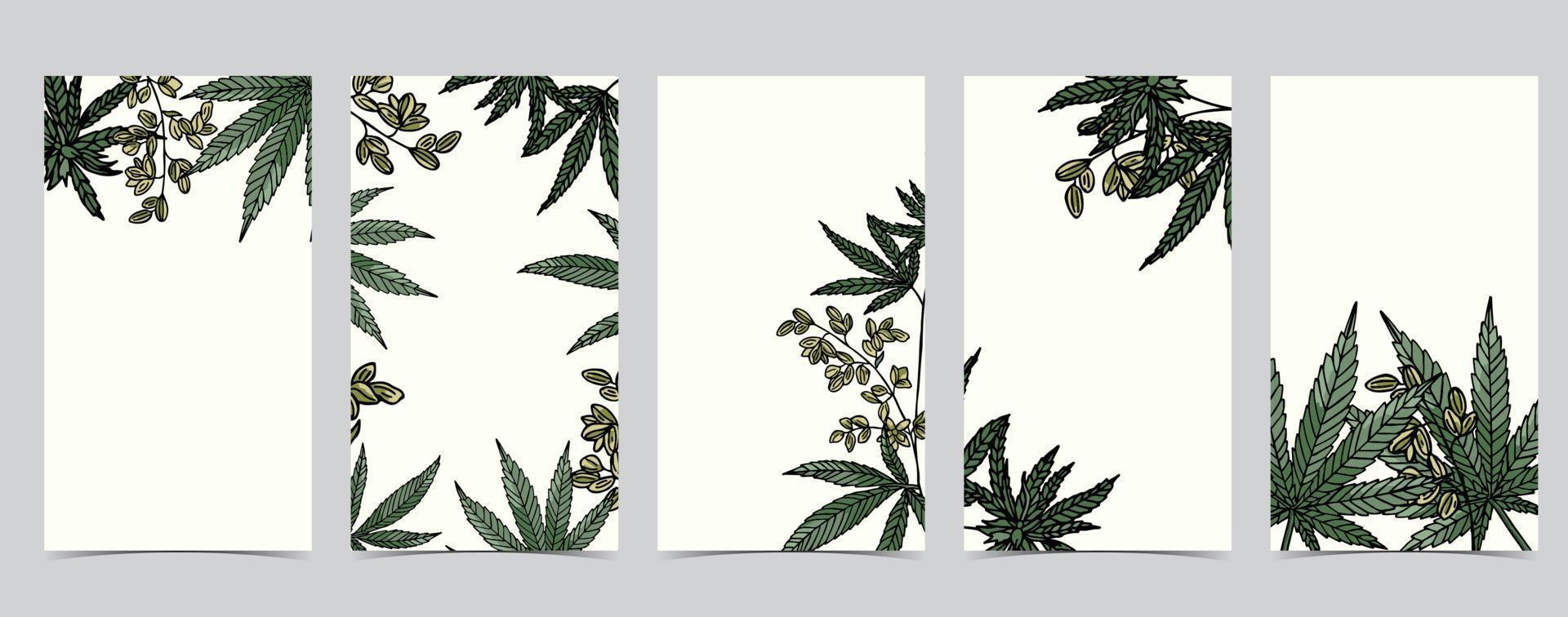 Collection of cannabis background set with green.Editable vector illustration for social media