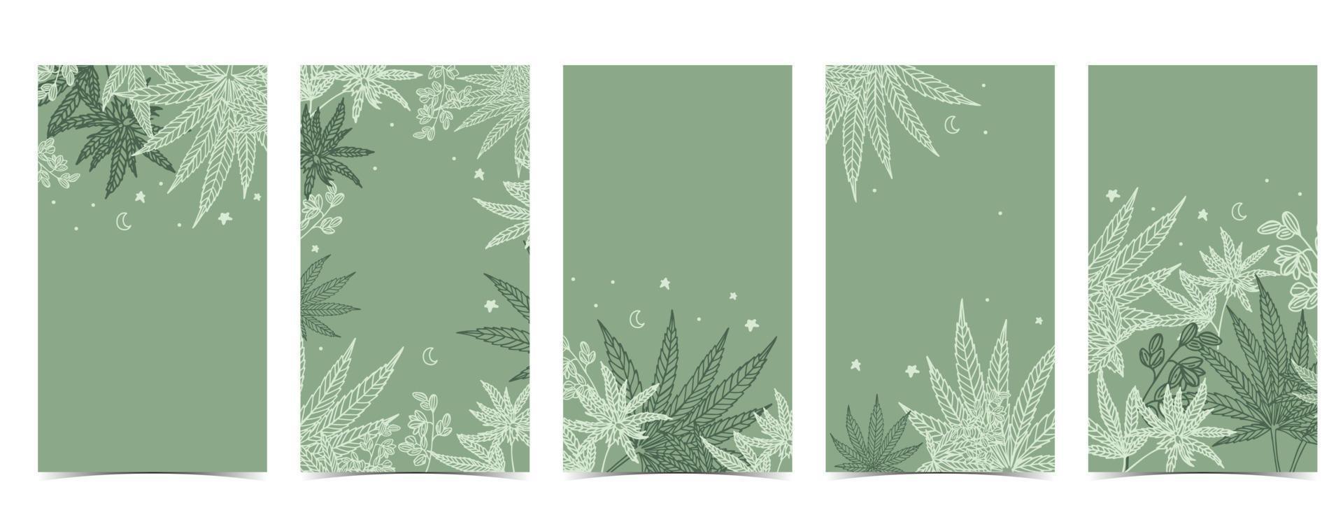 Collection of cannabis background set with green.Editable vector illustration for social media