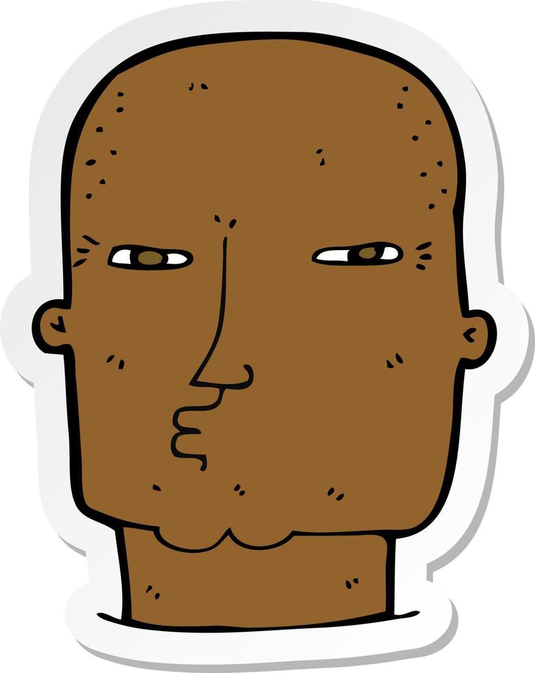 sticker of a cartoon bald tough guy vector