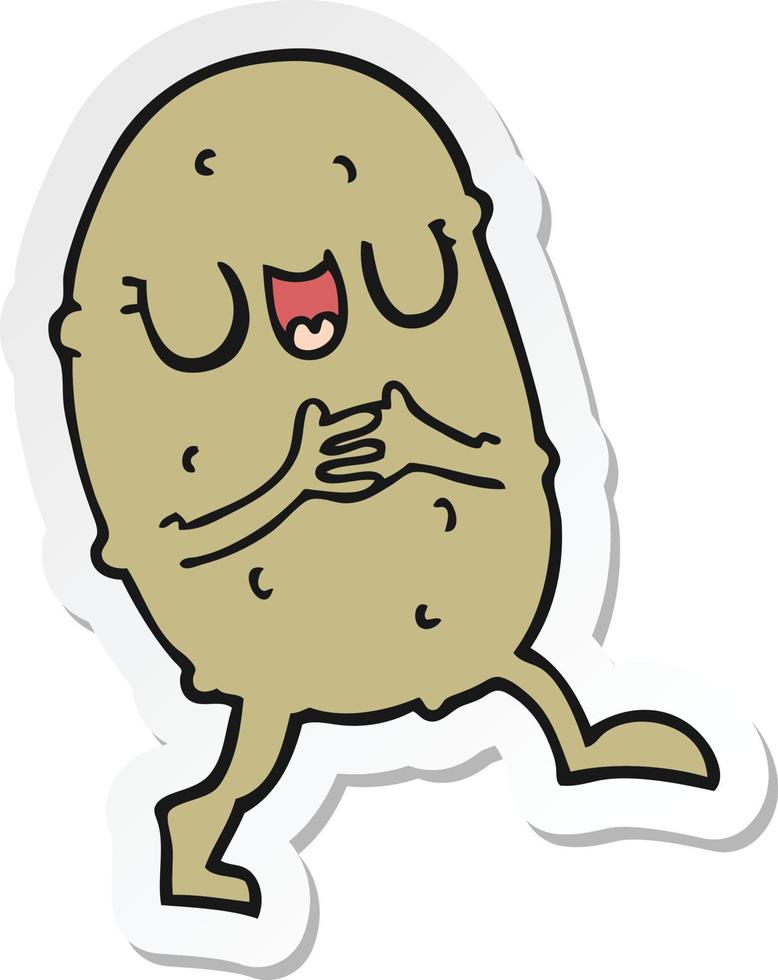 sticker of a cartoon happy potato vector