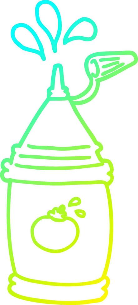 cold gradient line drawing cartoon ketchup bottle vector