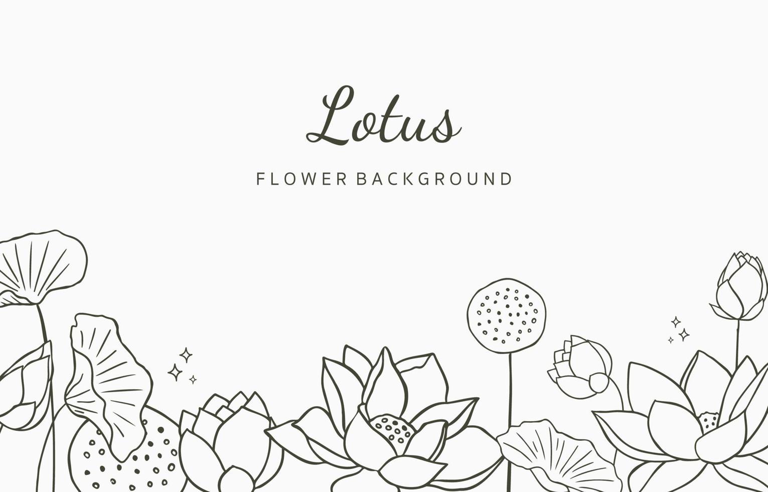 Black lotus background. Line art design for postcard, invitation ,packaging vector