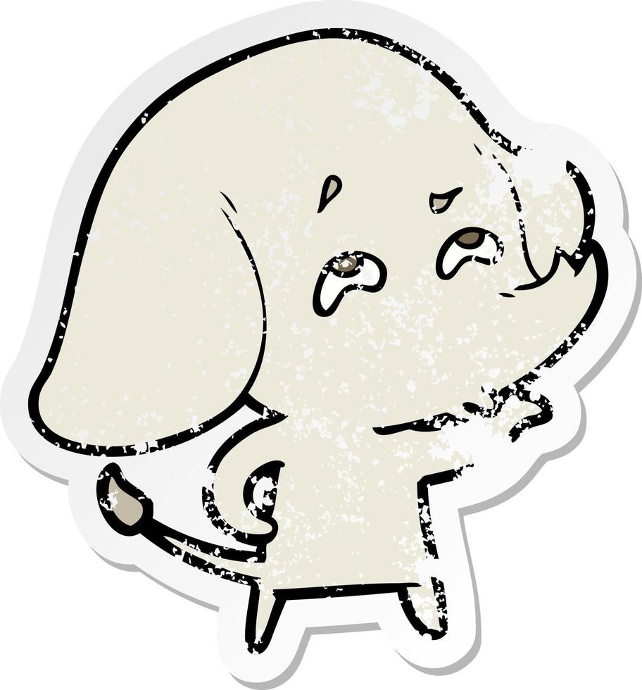 distressed sticker of a cartoon elephant remembering vector