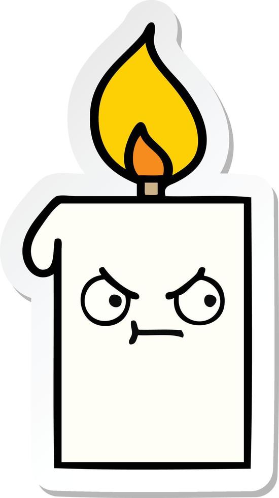 sticker of a cute cartoon lit candle vector