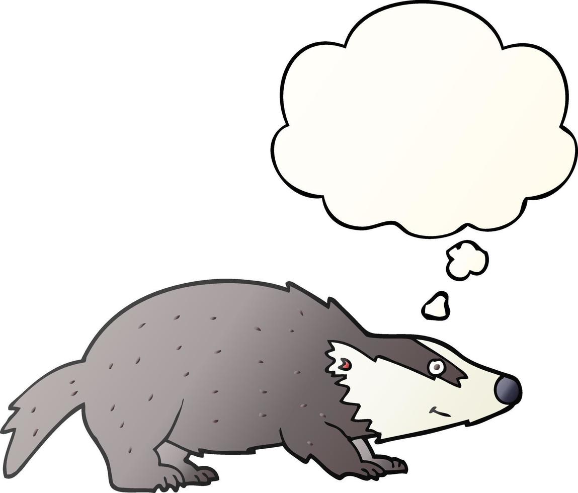 cartoon badger and thought bubble in smooth gradient style vector