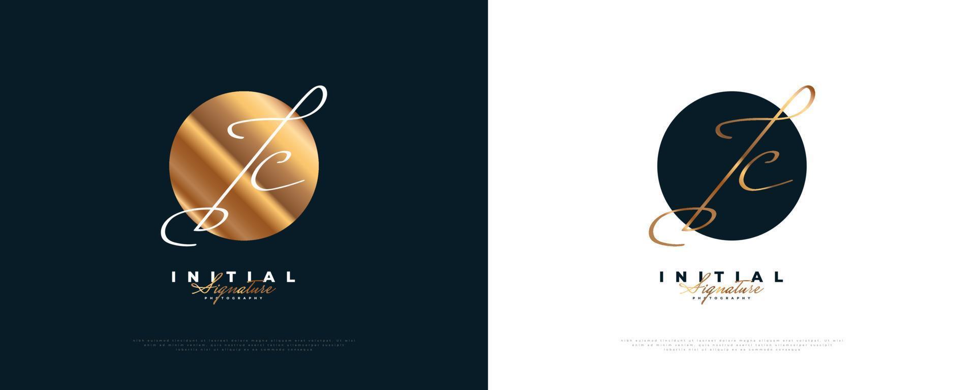 JC Initial Signature Logo Design with Elegant and Minimalist Handwriting Style. Initial J and C Logo Design for Wedding, Fashion, Jewelry, Boutique and Business Brand Identity vector