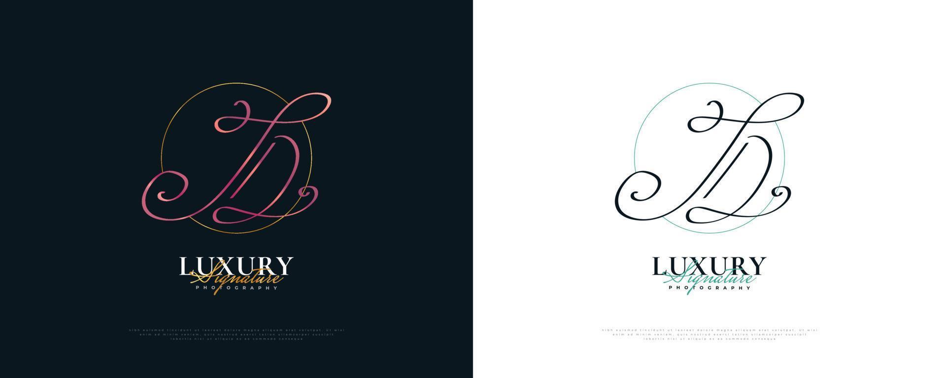 JD Initial Signature Logo Design with Elegant and Minimalist