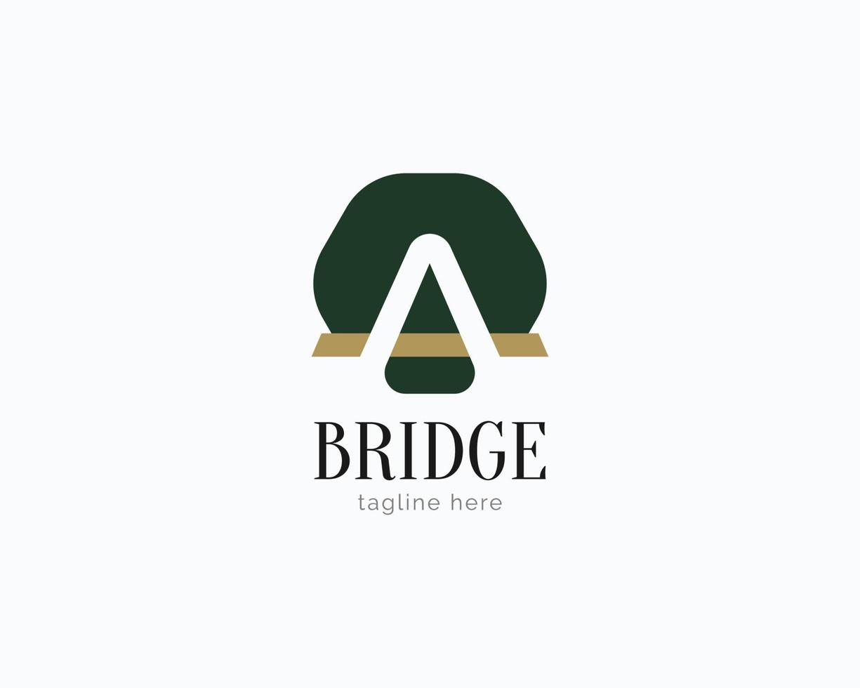 Letter A Logo with Bridge Concept. A with Bridge Logo Design vector
