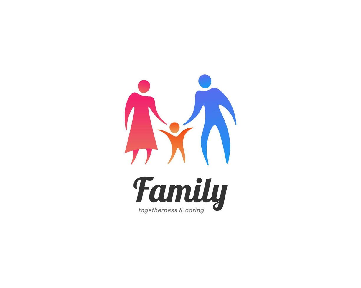 Colorful Family Logo. Happy Parents and Child Logo Design vector