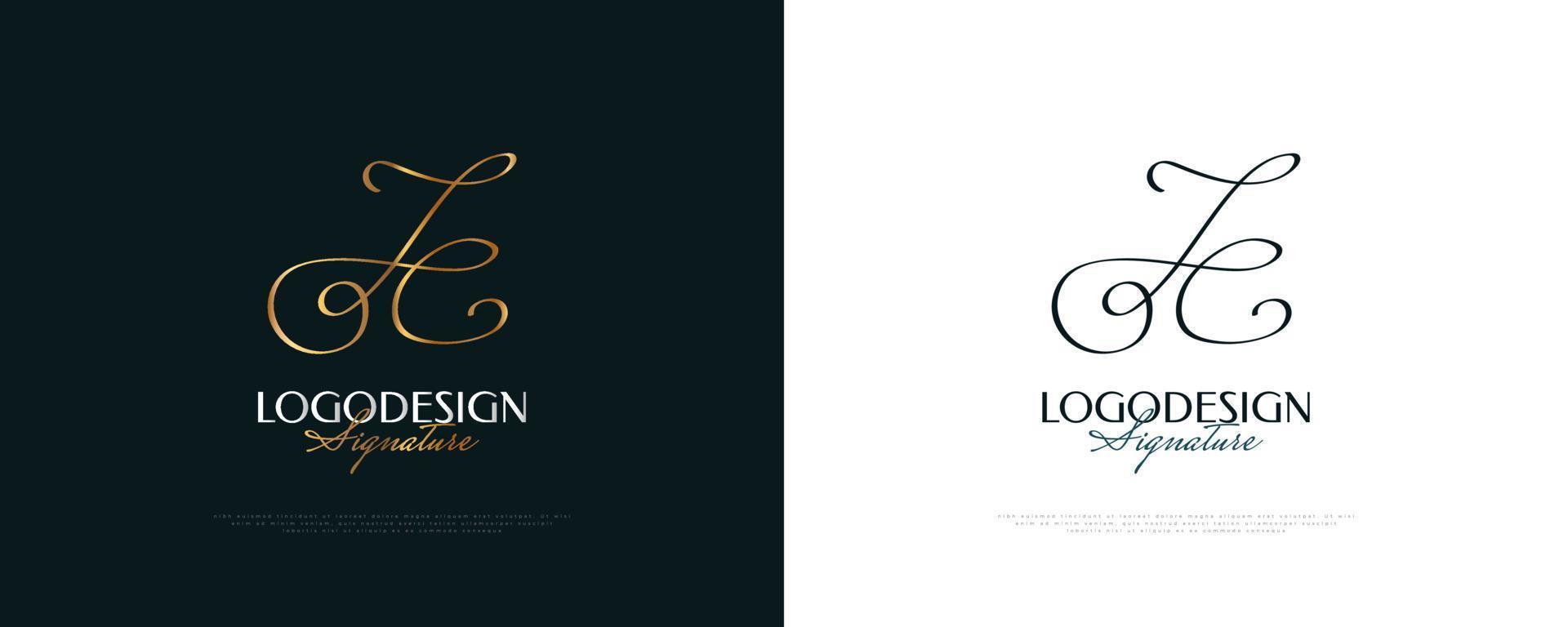 JC Initial Signature Logo Design with Elegant and Minimalist Handwriting Style. Initial J and C Logo Design for Wedding, Fashion, Jewelry, Boutique and Business Brand Identity vector