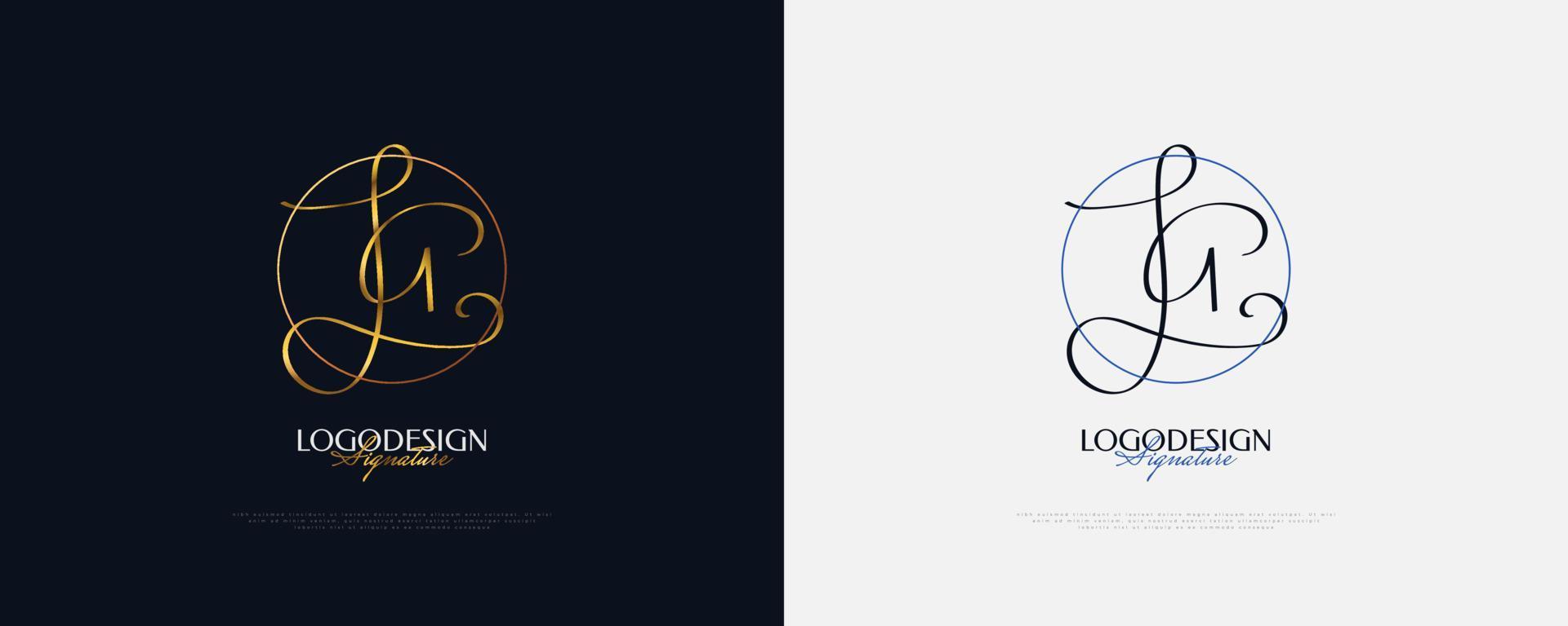 Diseño del logotipo de la firma inicial jg con un estilo de escritura a mano elegante y minimalista. diseño inicial del logotipo j y g para bodas, moda, joyería, boutique e identidad de marca comercial vector