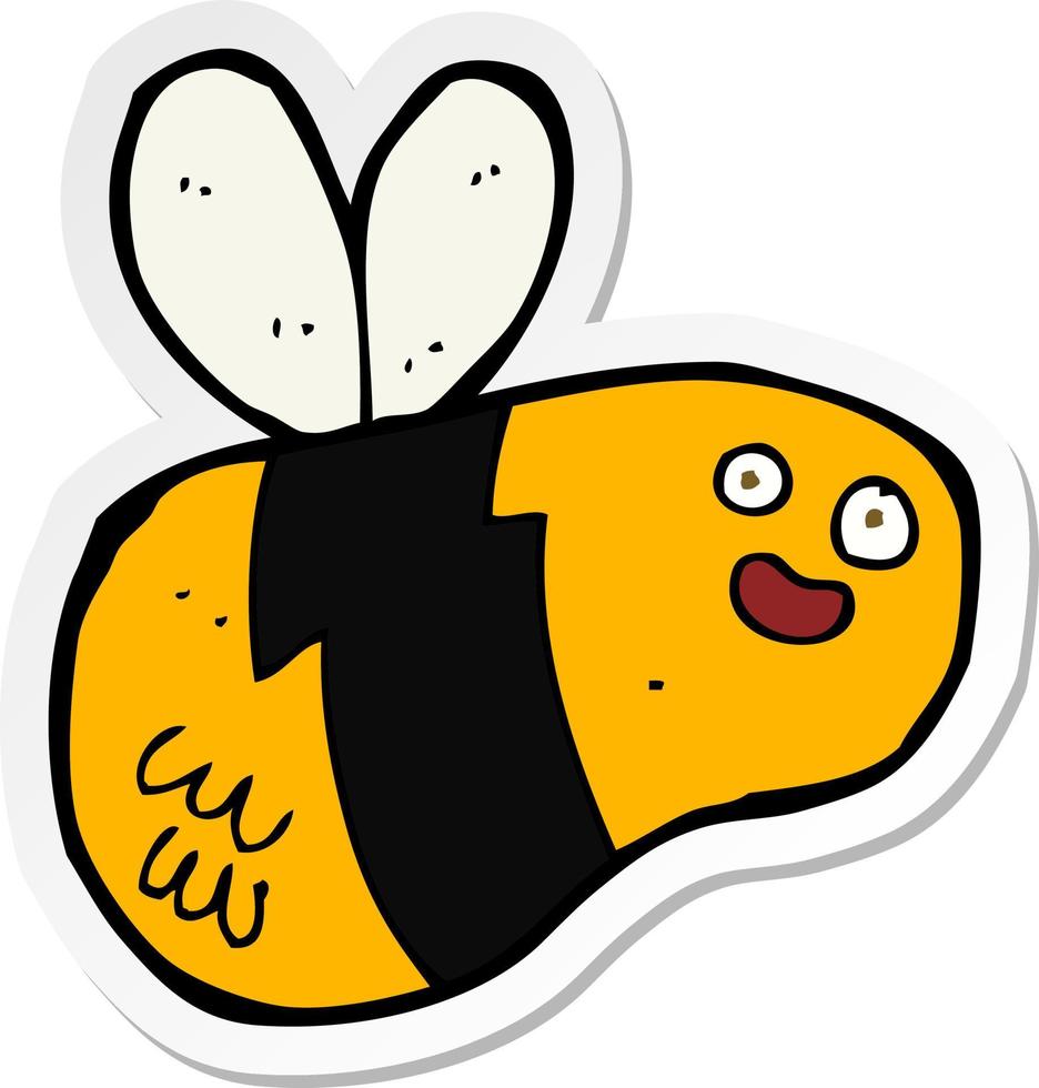 sticker of a cartoon bee vector