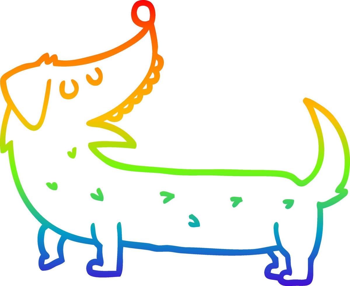 perro de dibujos animados de dibujo de línea de gradiente de arco iris vector