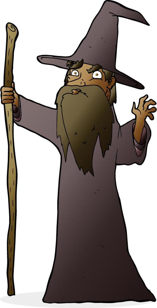 cartoon spooky wizard vector