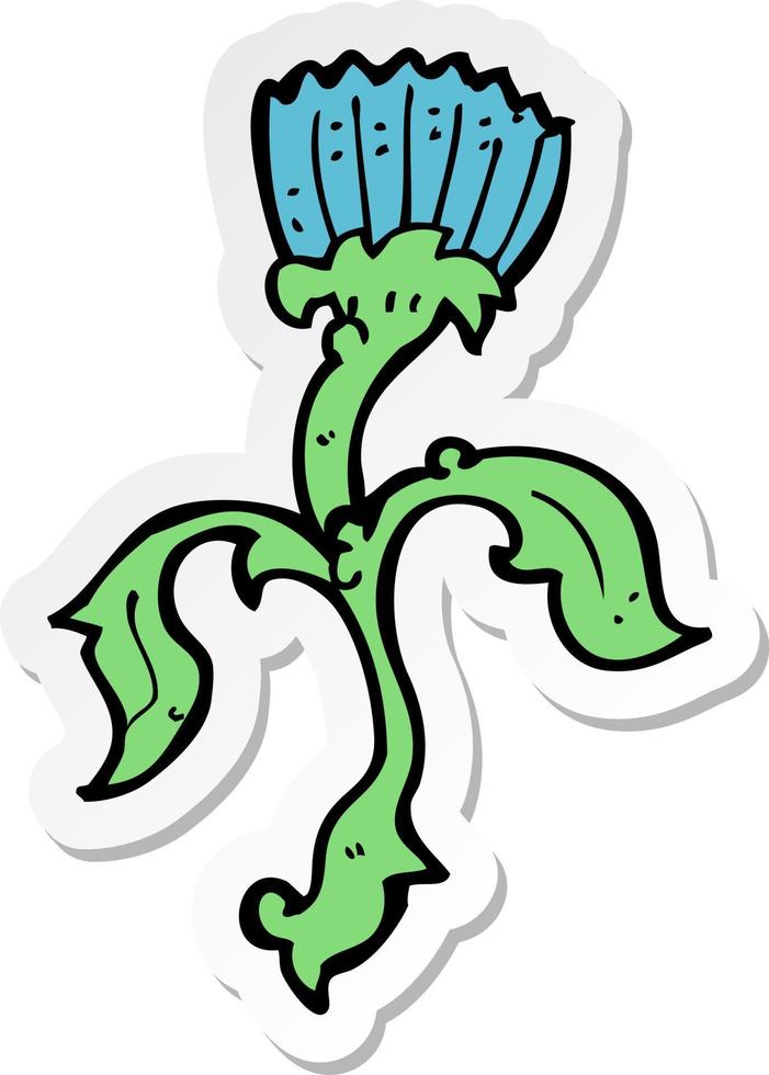 sticker of a cartoon flower vector