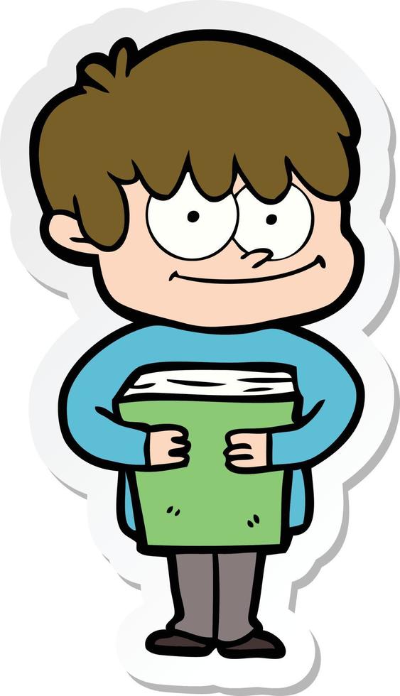 sticker of a happy cartoon man vector
