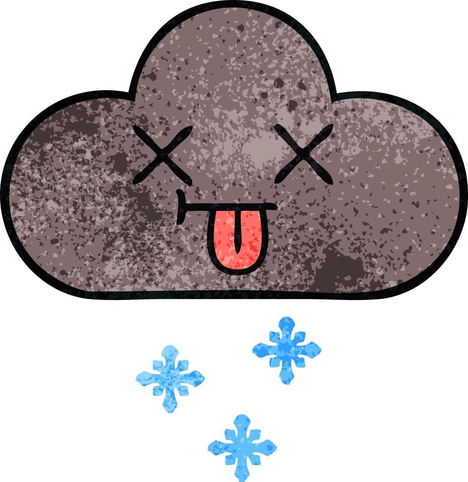 retro grunge textura dibujos animados tormenta nieve nube vector