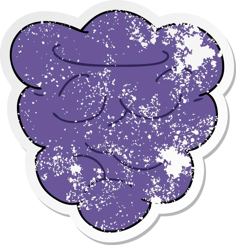 distressed sticker of a quirky hand drawn cartoon berry vector