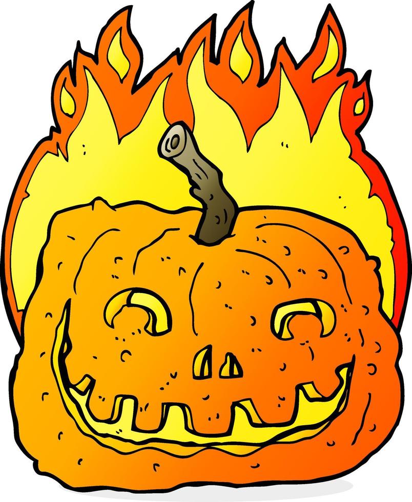 cartoon burning pumpkin vector