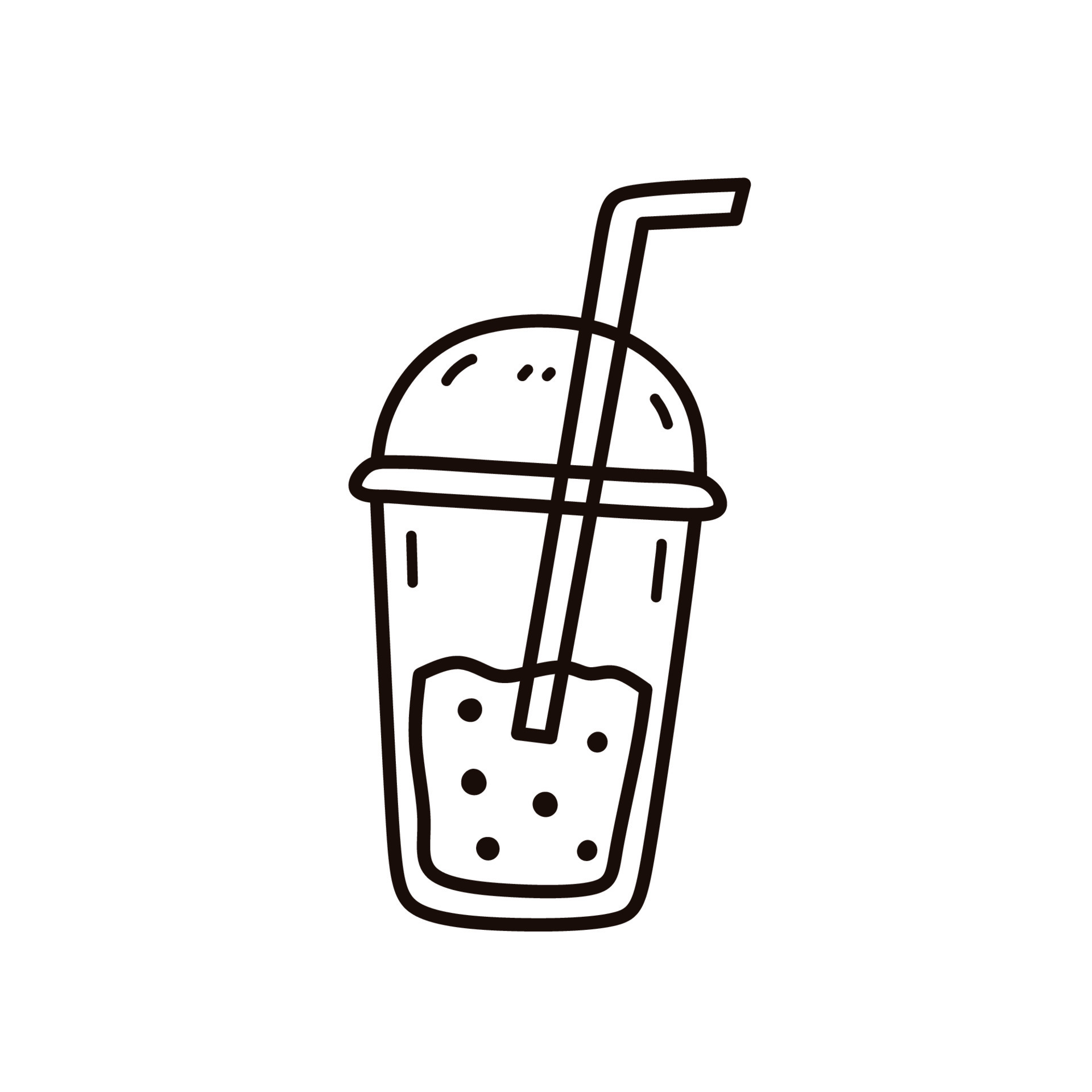 Cute bubble milk tea isolated on white background. Vector handdrawn