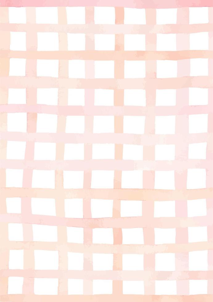 Abstract checkered background with watercolor lines in pastel colors. Muted pink and peach shades. Perfect for cards, invitations, covers, decorations, print. vector